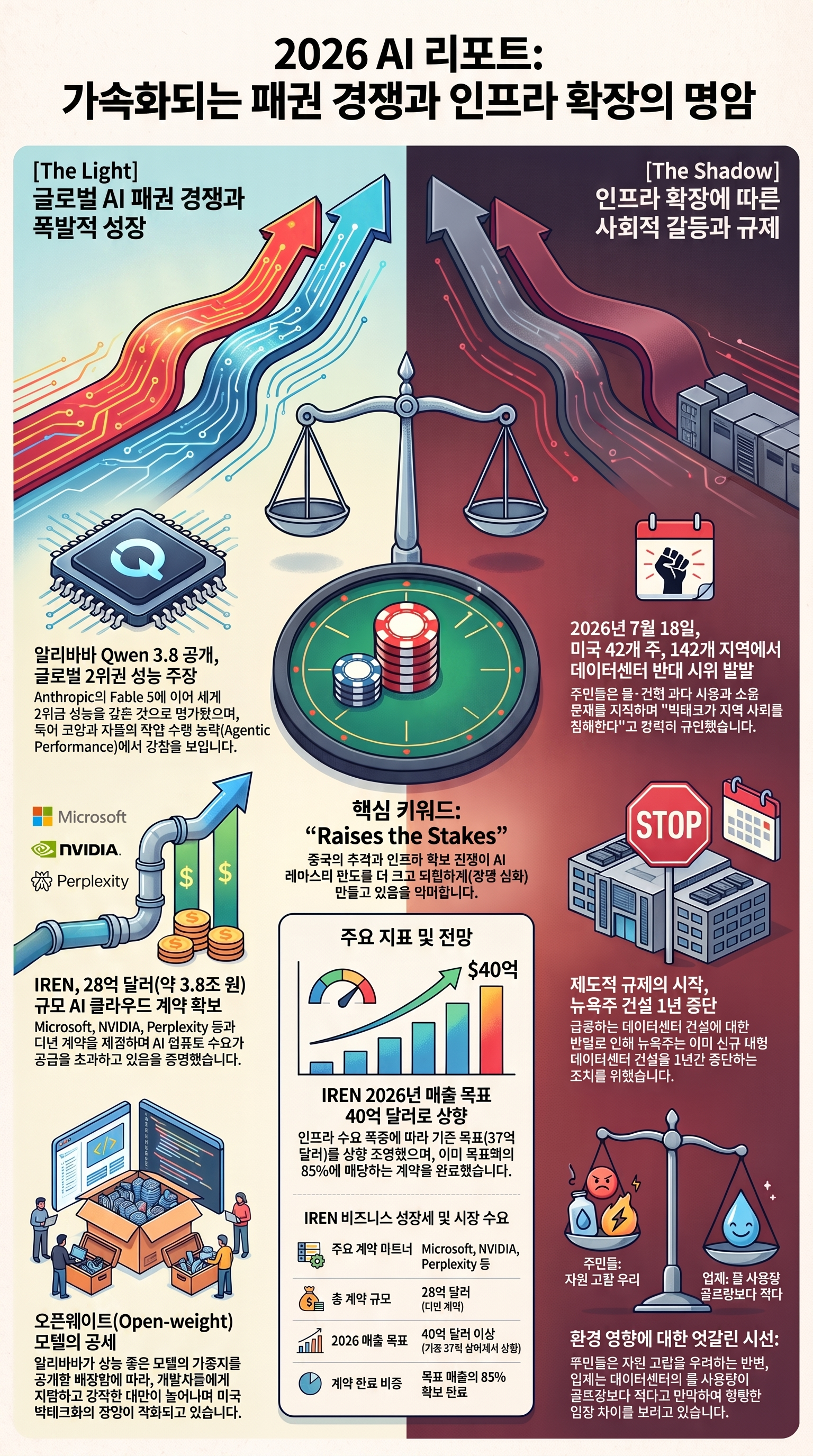 NotebookLM 생성 인포그래픽: AI 패권 경쟁과 인프라 확장의 명암